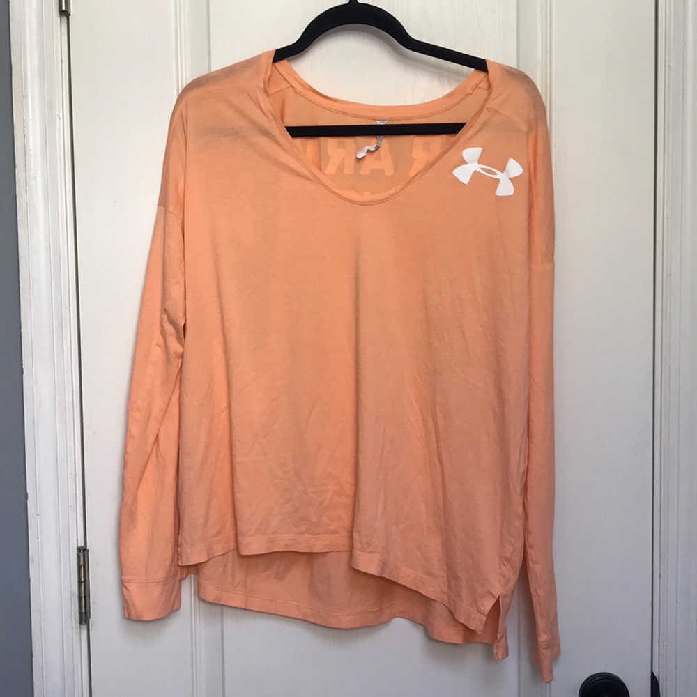 Under Armour Orange Jersey long sleeve Tee Size L